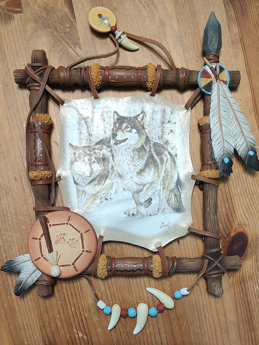 Rustic Wolf Native-Inspired Wall Decor